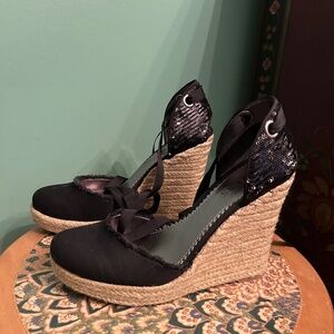 Guess black espadrilles with black sequins